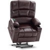 image:imageMCombo Dual Motor Power Lift Recliner Chair for Elderly Massage and Heat Lay Flat Zero Gravity Home Button USB Port Faux Leather 7680 Cream White LargeDark Brown