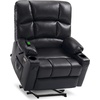 image:imageMCombo Dual Motor Power Lift Recliner Chair for Elderly Massage and Heat Lay Flat Zero Gravity Home Button USB Port Faux Leather 7680 Cream White LargeBlack
