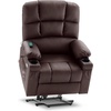 image:imageMCombo Dual Motor Power Lift Recliner Chair for Elderly Massage and Heat Lay Flat Zero Gravity Home Button USB Port Faux Leather 7680 Cream White LargeLight Brown