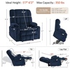 image:imageMCombo Oversized Dual Motor Power Lift Recliner Chair for Elderly R7891  Heat and Massage Zero Gravity Lift Chair Infinite Position Lay Flat USB Ports Big amp Tall Fabric LargeWide BurgundyNavy Blue