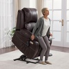 image:imageMCombo Small Power Lift Recliner Chair for Elderly Heat and Massage 7408  FSC amp OEKOTEX Certified USBampType C Charging Port Cup Holders Side Pockets Faux Leather Notool AssemblyDark Brown