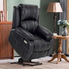 image:imageMCombo Small Power Lift Recliner Chair for Elderly Heat and Massage 7408  FSC amp OEKOTEX Certified USBampType C Charging Port Cup Holders Side Pockets Faux Leather Notool AssemblyBlack