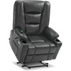 image:imageMCombo Single Motor Power Lift Recliner for Elderly R7541 LargeOversize  140 Recline 47 Footrest 2 USB amp Cup Holders Vibration Massage amp Lumbar Heat 350 lbs Capacity for Big and Tall ElderlyDark Grey