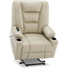 image:imageMCombo Single Motor Power Lift Recliner for Elderly R7541 LargeOversize  140 Recline 47 Footrest 2 USB amp Cup Holders Vibration Massage amp Lumbar Heat 350 lbs Capacity for Big and Tall ElderlyBeige