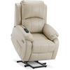 image:imageMCombo Small Power Lift Recliner Chair for Elderly Heat and Massage 7408  FSC amp OEKOTEX Certified USBampType C Charging Port Cup Holders Side Pockets Faux Leather Notool AssemblyBeige