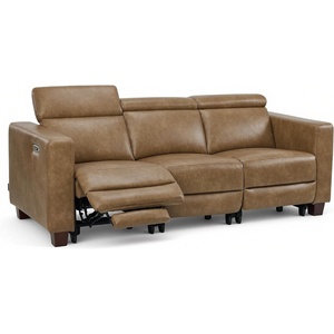 image:imageMCombo 854 Zero Wall Hugger Power Recliner Sofa HL198M3 Toast  3Seater Power Headrest USB A amp C Charge Ports Solid Wood Legs Small Spaces Living Room Breathable Faux LeatherGinger