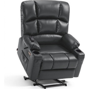 image:imageMCombo Dual Motor Power Lift Recliner Chair for Elderly Massage and Heat Lay Flat Zero Gravity Home Button USB Port Faux Leather 7680 Cream White LargeDark Grey