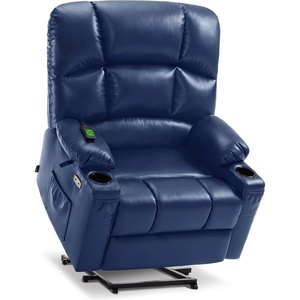image:imageMCombo Dual Motor Power Lift Recliner Chair for Elderly Massage and Heat Lay Flat Zero Gravity Home Button USB Port Faux Leather 7680 Cream White LargeNavy Blue