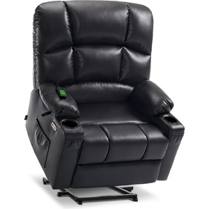 image:imageMCombo Dual Motor Power Lift Recliner Chair for Elderly Massage and Heat Lay Flat Zero Gravity Home Button USB Port Faux Leather 7680 Cream White LargeBlack
