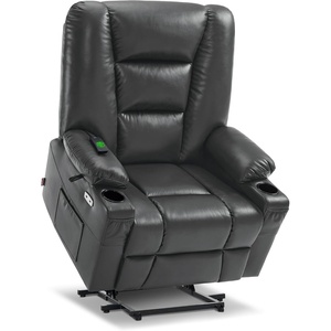 image:imageMCombo Single Motor Power Lift Recliner for Elderly R7541 LargeOversize  140 Recline 47 Footrest 2 USB amp Cup Holders Vibration Massage amp Lumbar Heat 350 lbs Capacity for Big and Tall ElderlyDark Grey
