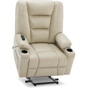 image:imageMCombo Single Motor Power Lift Recliner for Elderly R7541 LargeOversize  140 Recline 47 Footrest 2 USB amp Cup Holders Vibration Massage amp Lumbar Heat 350 lbs Capacity for Big and Tall ElderlyBeige