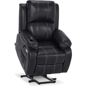 image:imageMCombo Small Power Lift Recliner Chair for Elderly Heat and Massage 7408  FSC amp OEKOTEX Certified USBampType C Charging Port Cup Holders Side Pockets Faux Leather Notool AssemblyBlack
