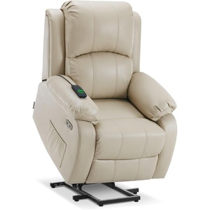 image:imageMCombo Small Power Lift Recliner Chair for Elderly Heat and Massage 7408  FSC amp OEKOTEX Certified USBampType C Charging Port Cup Holders Side Pockets Faux Leather Notool AssemblyBeige
