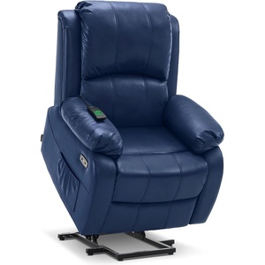 image:imageMCombo Small Power Lift Recliner Chair for Elderly Heat and Massage 7408  FSC amp OEKOTEX Certified USBampType C Charging Port Cup Holders Side Pockets Faux Leather Notool AssemblyNavy Blue