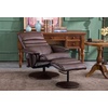image:imageMCombo Recliner with Ottoman Reclining Chair with Massage 360 Swivel Living Room Chair Faux Leather 7902 Dark GreyDark Brown