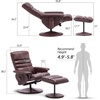 image:imageMCombo Recliner with Ottoman Reclining Chair with Massage 360 Swivel Living Room Chair Faux Leather 7902 Dark GreyDark Brown
