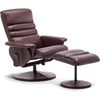 image:imageMCombo Recliner with Ottoman Reclining Chair with Massage 360 Swivel Living Room Chair Faux Leather 7902 Dark GreyDark Brown