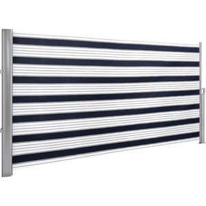 image:imageMCombo 78 x 138 Retractable Side Awning Privacy Screen for Patio Beige  Fully Assembled Aluminum Frame 280gm Polyester Fabric Fabric with UV and Waterproof CoatingOcean Blue with White Stripes