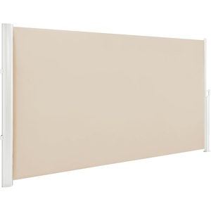 image:imageMCombo 78 x 138 Retractable Side Awning Privacy Screen for Patio Beige  Fully Assembled Aluminum Frame 280gm Polyester Fabric Fabric with UV and Waterproof CoatingWhite Frame  Beige Fabric