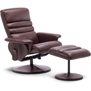 image:imageMCombo Recliner with Ottoman Reclining Chair with Massage 360 Swivel Living Room Chair Faux Leather 7902 Dark GreyDark Brown