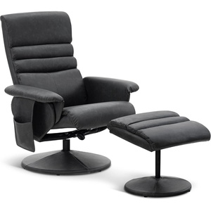 image:imageMCombo Recliner with Ottoman Reclining Chair with Massage 360 Swivel Living Room Chair Faux Leather 7902 Dark GreyDark Grey