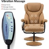 image:imageMCombo Recliner with Ottoman Reclining Chair with Massage 360 Swivel Living Room Chair Faux Leather 4901 Dark BrownCognac