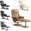 image:imageMCombo Recliner with Ottoman Reclining Chair with Massage 360 Swivel Living Room Chair Faux Leather 4901 Dark BrownCream White
