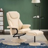image:imageMCombo Recliner with Ottoman Reclining Chair with Massage 360 Swivel Living Room Chair Faux Leather 4901 Dark BrownCream White