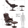 image:imageMCombo Recliner with Ottoman Reclining Chair with Massage 360 Swivel Living Room Chair Faux Leather 4901 Dark BrownDark Brown