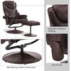 image:imageMCombo Recliner with Ottoman Reclining Chair with Massage 360 Swivel Living Room Chair Faux Leather 4901 Dark BrownDark Brown