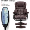 image:imageMCombo Recliner with Ottoman Reclining Chair with Massage 360 Swivel Living Room Chair Faux Leather 4901 Dark BrownDark Brown