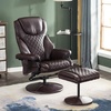 image:imageMCombo Recliner with Ottoman Reclining Chair with Massage 360 Swivel Living Room Chair Faux Leather 4901 Dark BrownDark Brown