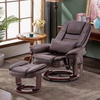 image:imageMCombo Swivel Recliner with Ottoman Chair TV Chair Sets with Vibration Massage for Small Space Living Room Bedroom 9096 9099 Textile BlueDark Brown