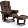 image:imageMCombo Swivel Recliner with Ottoman Chair TV Chair Sets with Vibration Massage for Small Space Living Room Bedroom 9096 9099 Textile BlueDark Brown