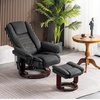 image:imageMCombo Swivel Recliner with Ottoman Chair TV Chair Sets with Vibration Massage for Small Space Living Room Bedroom 9096 9099 Textile BlueDark Grey