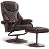 image:imageMCombo Recliner with Ottoman Reclining Chair with Massage 360 Swivel Living Room Chair Faux Leather 4901 Dark BrownDark Brown
