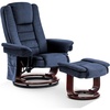 image:imageMCombo Swivel Recliner with Ottoman Chair TV Chair Sets with Vibration Massage for Small Space Living Room Bedroom 9096 9099 Textile BlueBlue