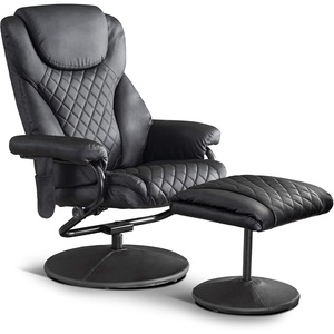 image:imageMCombo Recliner with Ottoman Reclining Chair with Massage 360 Swivel Living Room Chair Faux Leather 4901 Dark BrownBlack