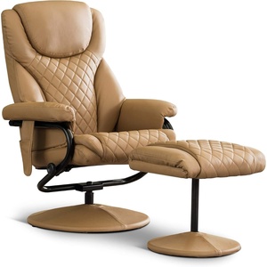 image:imageMCombo Recliner with Ottoman Reclining Chair with Massage 360 Swivel Living Room Chair Faux Leather 4901 Dark BrownCognac