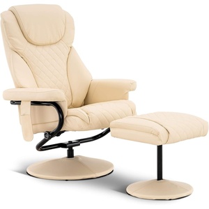 image:imageMCombo Recliner with Ottoman Reclining Chair with Massage 360 Swivel Living Room Chair Faux Leather 4901 Dark BrownCream White