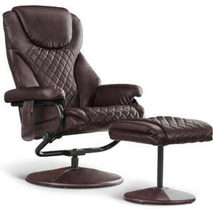 image:imageMCombo Recliner with Ottoman Reclining Chair with Massage 360 Swivel Living Room Chair Faux Leather 4901 Dark BrownDark Brown