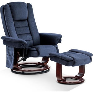 image:imageMCombo Swivel Recliner with Ottoman Chair TV Chair Sets with Vibration Massage for Small Space Living Room Bedroom 9096 9099 Textile BlueBlue