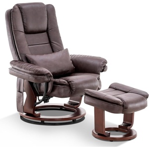 image:imageMCombo Swivel Recliner with Ottoman Chair TV Chair Sets with Vibration Massage for Small Space Living Room Bedroom 9096 9099 Textile BlueDark Brown