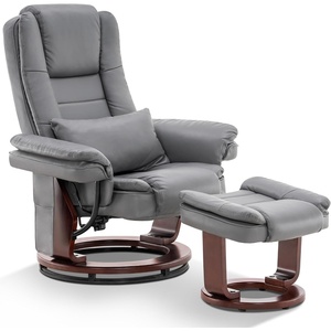 image:imageMCombo Swivel Recliner with Ottoman Chair TV Chair Sets with Vibration Massage for Small Space Living Room Bedroom 9096 9099 Textile BlueGrey