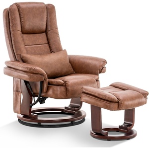 image:imageMCombo Swivel Recliner with Ottoman Chair TV Chair Sets with Vibration Massage for Small Space Living Room Bedroom 9096 9099 Textile BlueSaddle