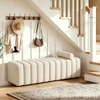 image:imageMCombo 545 Velvet Bench for Bedroom End of Bed Ottoman for Entryway 4698 BeigeBeige