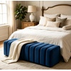image:imageMCombo 545 Velvet Bench for Bedroom End of Bed Ottoman for Entryway 4698 BeigeBlue