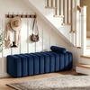 image:imageMCombo 545 Velvet Bench for Bedroom End of Bed Ottoman for Entryway 4698 BeigeBlue