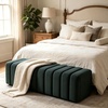 image:imageMCombo 545 Velvet Bench for Bedroom End of Bed Ottoman for Entryway 4698 BeigeDark Grey