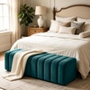 image:imageMCombo 545 Velvet Bench for Bedroom End of Bed Ottoman for Entryway 4698 BeigeGreen